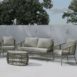 Clearance Nohr Loungeset Clare Met bank, 2 stoelen en tafel, kleur /Bruin Beige