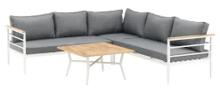 Sale Nohr Loungeset Constantina Teakhout, Met hoekbank en tafel, kleur Wit