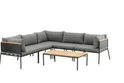 Clearance Nohr Loungeset Courtnee Met hoekbank en tafel, kleur Grijs/Zwart Grijs / Zwart