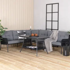 New Nohr Loungeset Domenique Met hoekbank en tafel, kleur Zwart