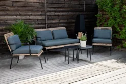 Hot Nohr Loungeset Leontyne Met bank, 2 stoelen en tafels Zwart