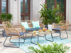 Clearance Artistiq Living Loungeset Marcelo Tafel + 2 stoelen + bank, Polyrotan