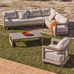 Kave Home Loungeset Nerano Met 5-zits hoekbank, fauteuil en salontafel