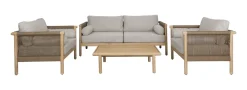 New Dutchbone Loungeset Oasis Acaciahout en touw, Met tuinbank, 2 loungestoelen en loungetafel