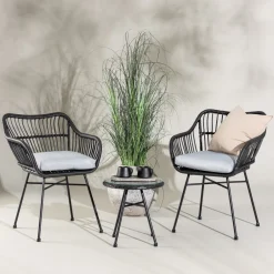 Best Nohr Loungeset Samantah Met 2 loungestoelen en tafel Zwart