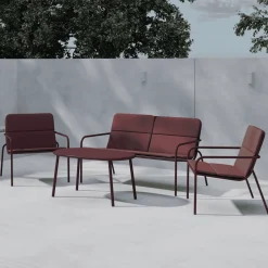 Outlet Nohr Loungeset Shayn Met bank, 2 stoelen en tafel, kleur Burgundy
