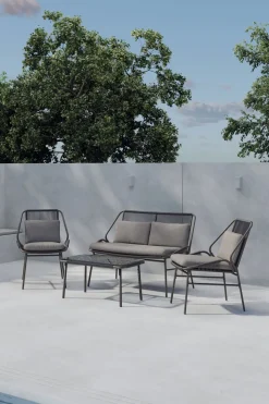 Nohr Loungeset Shiquita Met bank, 2 stoelen en tafel, kleur Bruin