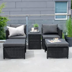 Clearance Nohr Loungeset Valari 2 loungestoelen, hockers en tafel