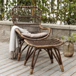Clearance Nohr Loungestoel Bronwen Met voetenbank, Rattan, kleur Bruin