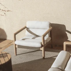 Online Kave Home Loungestoel Menfi Acaciahout en touw Donkergroen