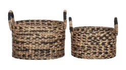 Clearance MUST Living Mand Basket Waterhyacint, Set van 2 stuks Zwart, Naturel