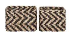 Clearance MUST Living Mand Basket Waterhyacint, Set van 2 stuks Zwart, Naturel