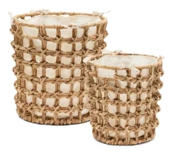 Best Kave Home Mand Dilam Waterhyacint, Set van 2 stuks Beige