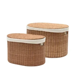 Outlet Kave Home Mand Indali Rotan, Set van 2 stuks