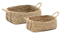 Clearance Kave Home Mand Milly Zeegras, Set van 2 stuks Beige