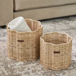 Rivièra Maison Mand Rustic Rattan Blossom Rattan Pitriet, Set van 2 stuks Naturel