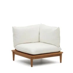 Discount Kave Home Modulaire Hoekfauteuil Portitxol Teakhout Wit