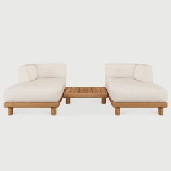 Online Ethnicraft Modulaire Loungebank Monocle Lounge links en rechts met salontafel, Teakhout