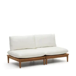 Hot Kave Home Modulaire Loungebank Portitxol Teakhout, Met 2 fauteuils Wit
