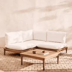 Hot Kave Home Modulaire Loungeset Portitxol Teakhout, Met 1 hoekfauteuil, 2 fauteuils en salontafel Wit