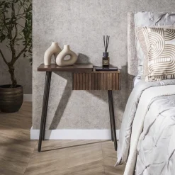 Discount LifestyleFurn Nachtkastje Alania Met 1 lade en legplank, Acaciahout Massief acacia bruin