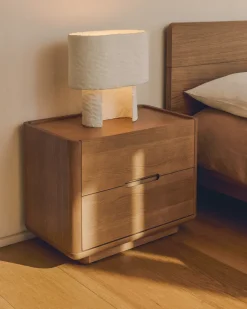 Discount Kave Home Nachtkastje Arelida Eiken, Met 2 lades