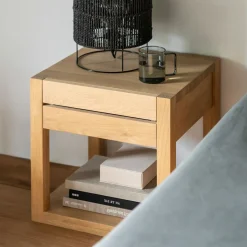 Clearance Ethnicraft Nachtkastje Azur Geolied Eikenhout, kleur Naturel