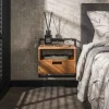 Online LifestyleFurn Nachtkastje Cruz Acaciahout en metaal, Met 1 lade
