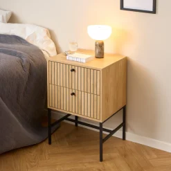 Bendt Nachtkastje Davon Eikenlook, Met 2 laden Naturel