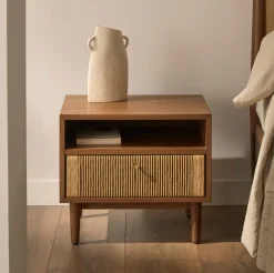 Online Kave Home Nachtkastje Elan Notenhout, Met 1 lade