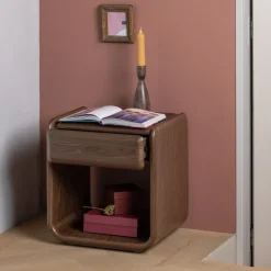 Hot WOOOD Nachtkastje Elura Met 1 lade Bruin