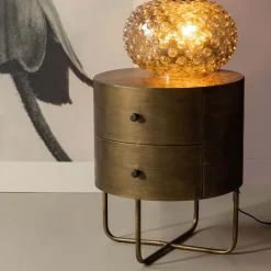 Best WOOOD Nachtkastje Glossy Met 2 lades, kleur Antique Brass