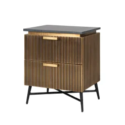 Clearance Richmond Interiors Nachtkastje Ironville, kleur goud / zwart marmer