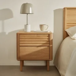 Sale Kave Home Nachtkastje Lenon Eikenhout, Met 2 laden Naturel