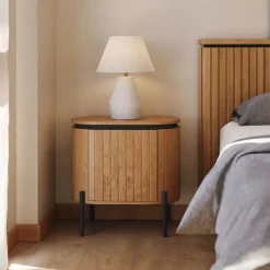 Outlet Kave Home Nachtkastje Licia Mangohout, Met 1 deur Naturel