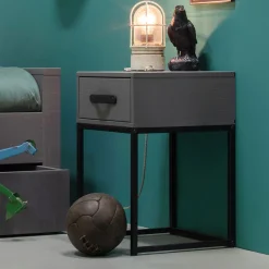 Hot WOOOD Nachtkastje Morris met 1 lade, kleur Leem Leemgrijs