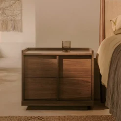 Sale Kave Home Nachtkastje Onix Notenfineer, Met 2 laden