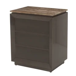 Clearance Richmond Interiors Nachtkastje Russo Travertin en brass, Met 3 lades Bruin