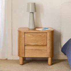 New Kave Home Nachtkastje Salaya Essenhout, Met 2 lades