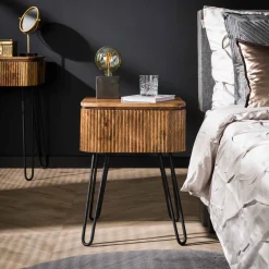 Discount LifestyleFurn Nachtkastje Sharmila Mangohout, Met 1 lade Massief mango zandkleur