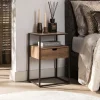 Sale LifestyleFurn Nachtkastje Thom Travertin- en eikenlook, Met 1 lade
