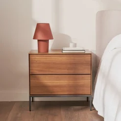 Kave Home Nachtkastje Vedrana Walnoot, Met 2 lades