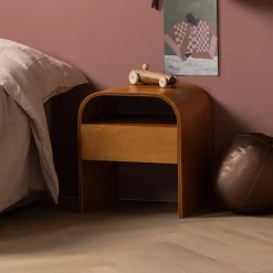 Outlet WOOOD Nachtkastje/Bijzettafel Momo Met 1 lade, kleur Bruin
