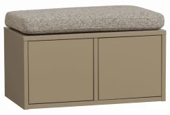Clearance WOOOD Opbergbank Turner Met kussen, 80cm, kleur Mud