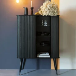 Outlet Zuiver Opbergkast Barbier Hout, 140 x 100cm Zwart