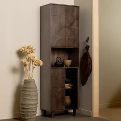 Clearance WOOOD Opbergkast Draw Mangohout, 200 x 60cm, kleur Walnoot