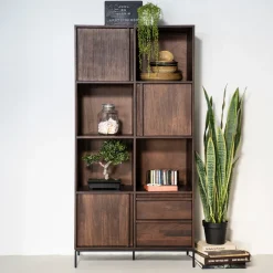 New Eleonora Opbergkast Jimmy Mangohout en Metaal, 180 x 90cm, kleur Bruin