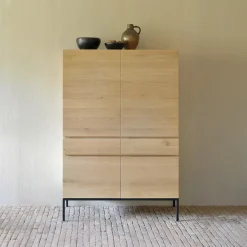 Hot Ethnicraft Opbergkast Ligna Geolied Eikenhout, 162 x 110cm Zwart