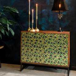 Discount Dutchbone Opbergkast Meena Mangohout, 80 x 95cm Groen