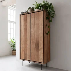 Clearance DTP Home Opbergkast Metropole Teakhout, 180 x 90cm Bruin, Zwart